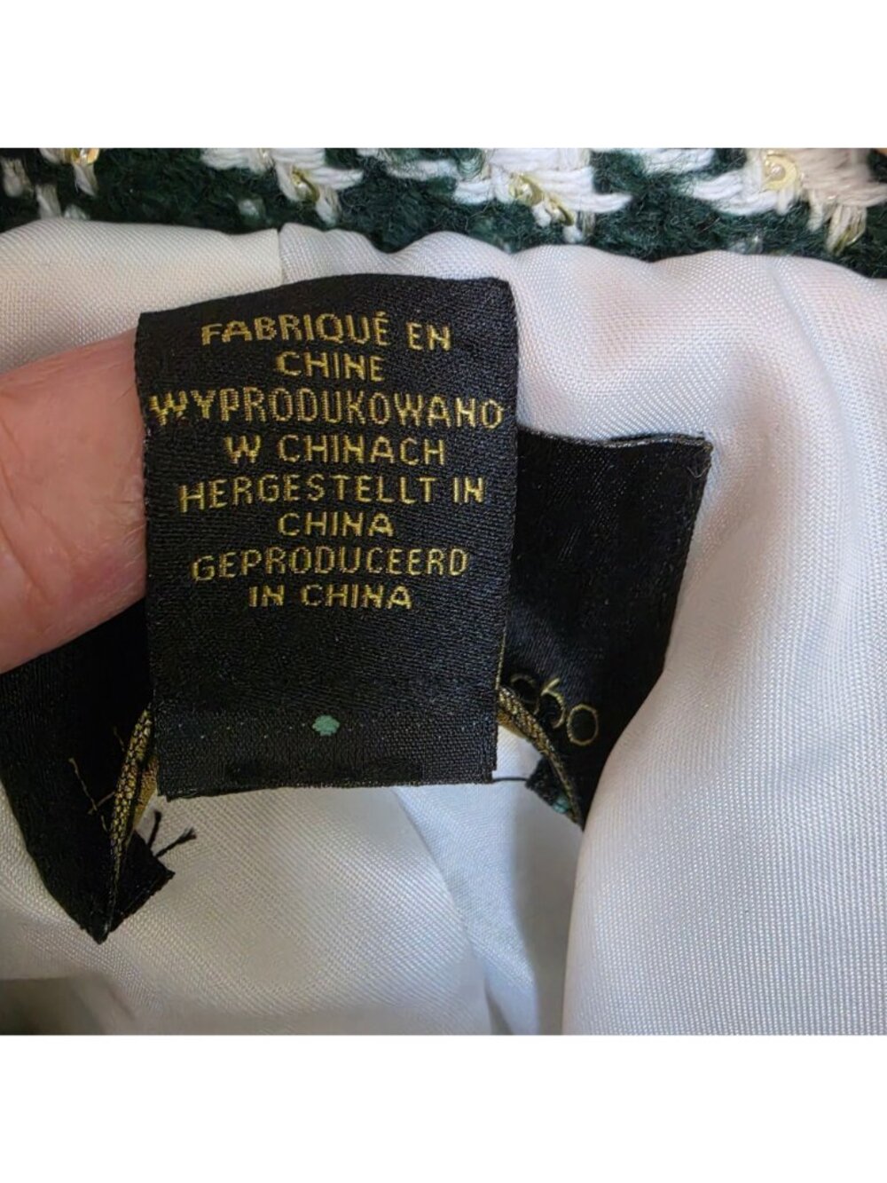 House of Harlow 1960 Blazer Jacket Medium Green White Houndstooth Gold Buttons - Picture 7 of 9